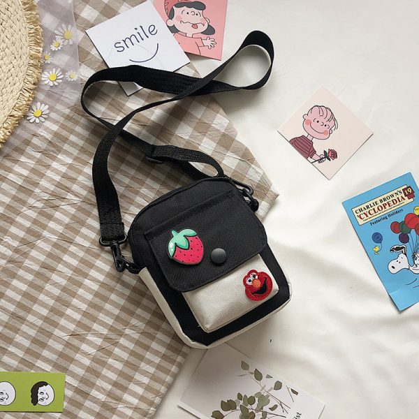 Cute Small Bag New Trendy Japanese Literary Girl Mobile Phone Bag Sweet Student Canvas Messenger Bag - Image 8