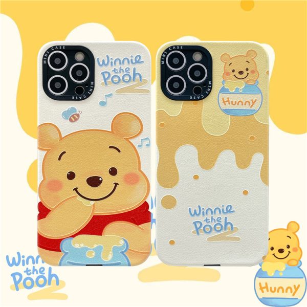 Cartoon bee Winnie the Pooh suitable for iPhone13promax/11 mobile phone shell embossed xr couple 12 leather pattern - Image 4