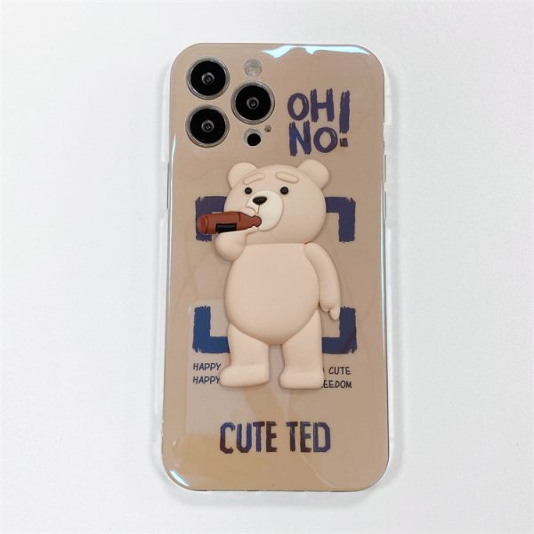 Three-Dimensional Blu-Ray Trend Brand Bear Suitable For iPhone13promax Mobile Phone Cover Apple 12/11 Silicone