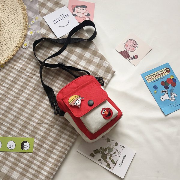 Cute Small Bag New Trendy Japanese Literary Girl Mobile Phone Bag Sweet Student Canvas Messenger Bag - Image 6