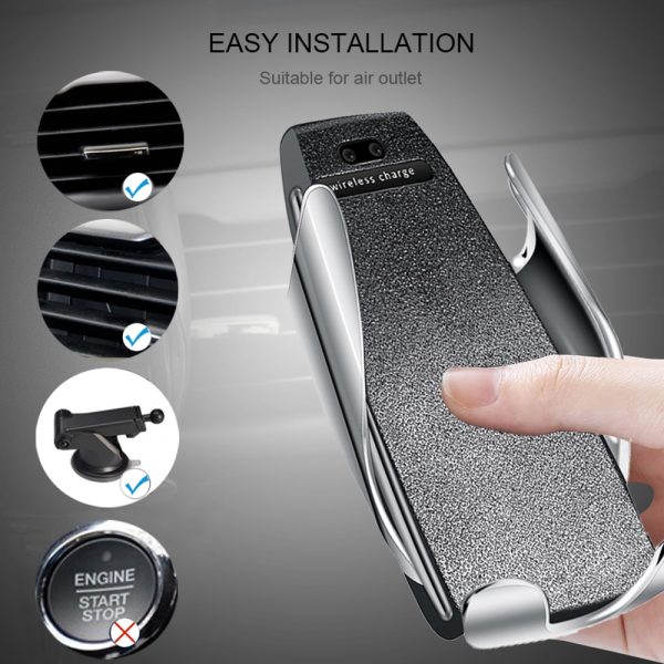 10W Wireless Car Charger S5 Automatic Clamping Fast Charging Phone Holder Mount in Car for iPhone xr Huawei Samsung Smart Phone - Image 4