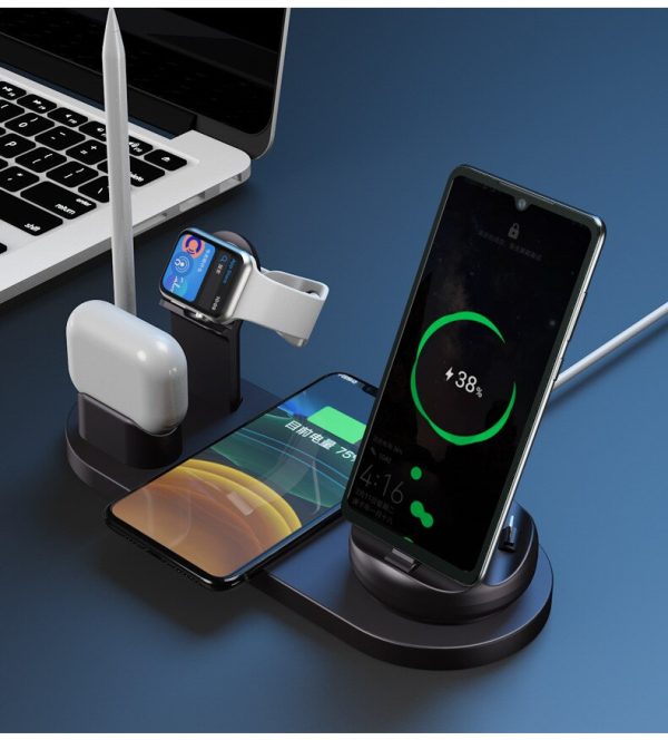 10W 7 in 1 Wireless Smart Desk Charging Dock Station Fast Charge Multifuntional Mobile Phone Watch Headsets Charging Station - Image 9
