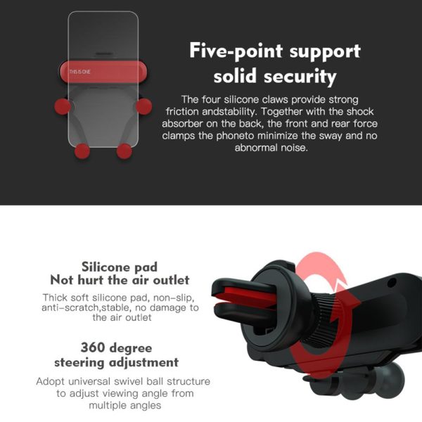 Air Vent Car Mount Gravity Auto Grip Car Phone  Holder For iPhone/Galaxy/LG/Huawei - Image 4