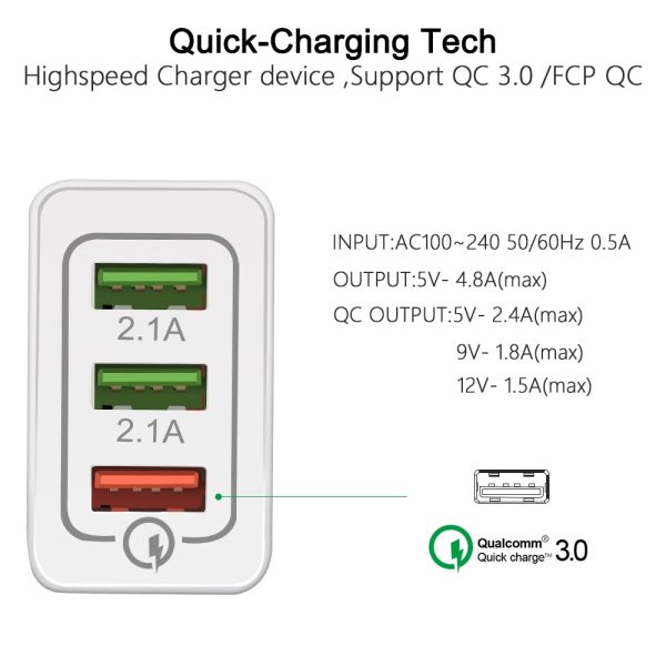 18 W USB Quick charge 3.0 5V 3A for Iphone 7 8 EU US Plug Mobile Phone Fast charger charging - Image 4