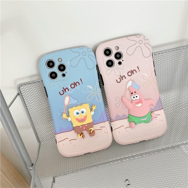 Three-Dimensional Sponge Bob Square Pants For Apple 7/8plus Mobile Phone Cover 12promax Couple Huawei Nova8 Soft Case