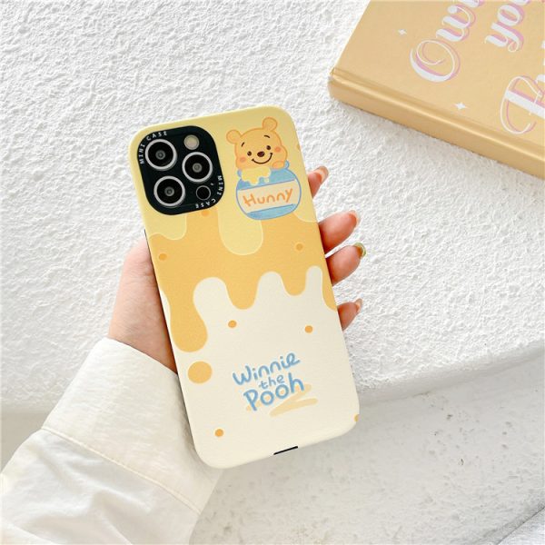 Cartoon bee Winnie the Pooh suitable for iPhone13promax/11 mobile phone shell embossed xr couple 12 leather pattern - Image 6