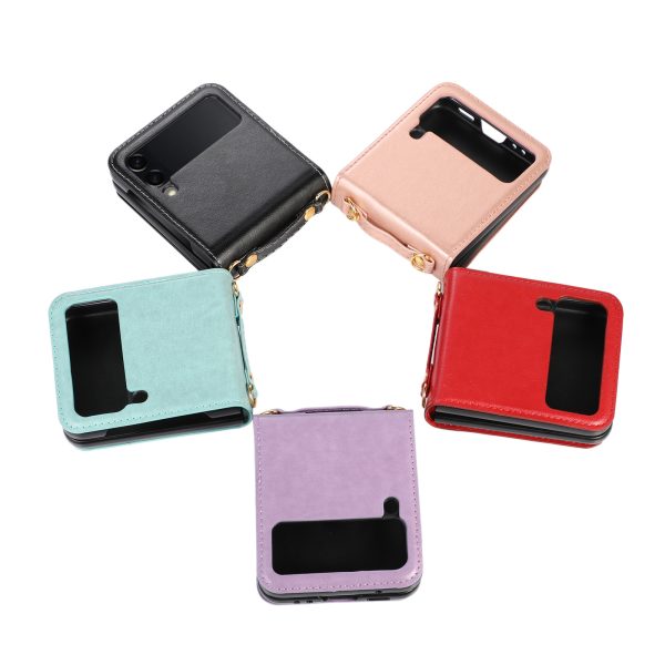 New Model Is Suitable For Samsung Z Flip3 Folding Screen Mobile Phone Case Diagonally Across The Samsung Galaxy Z Flip4 Card Cover - Image 8