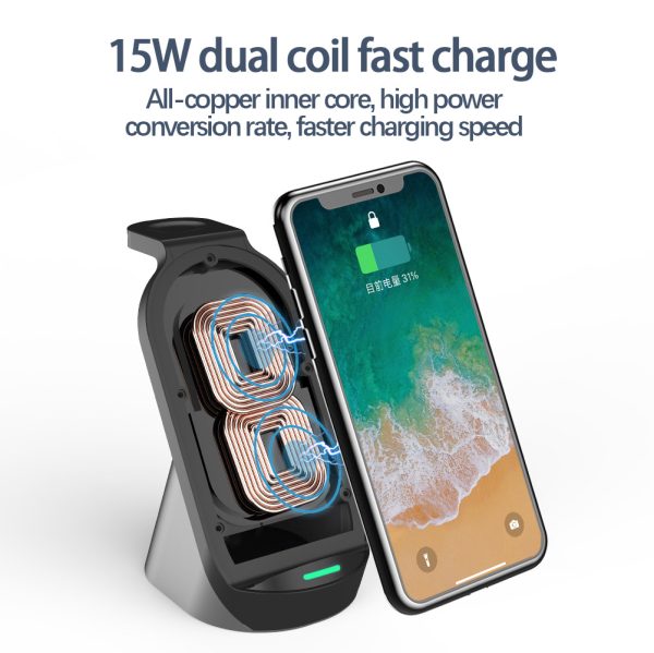 3-In-1 Wireless Charger For Apple Mobile Phone Watch Headset Vertical Wireless Charging Three-In-One Fast Charge - Image 3