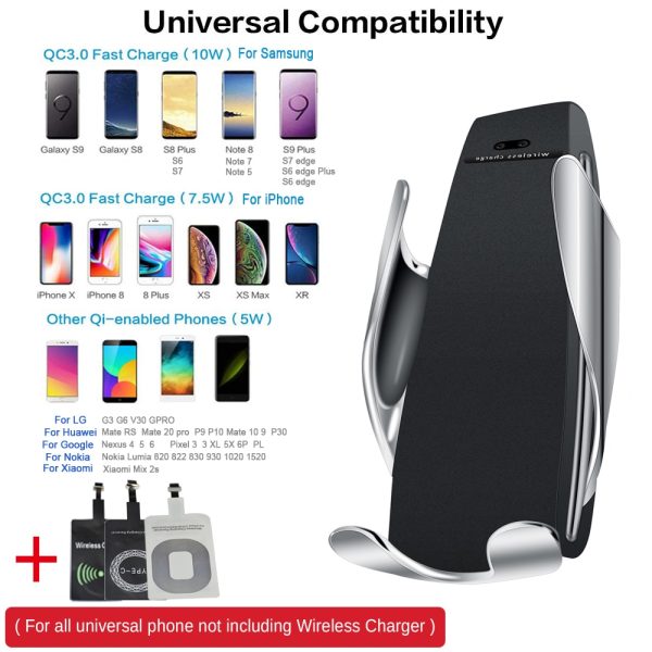 10W Wireless Car Charger S5 Automatic Clamping Fast Charging Phone Holder Mount in Car for iPhone xr Huawei Samsung Smart Phone - Image 6