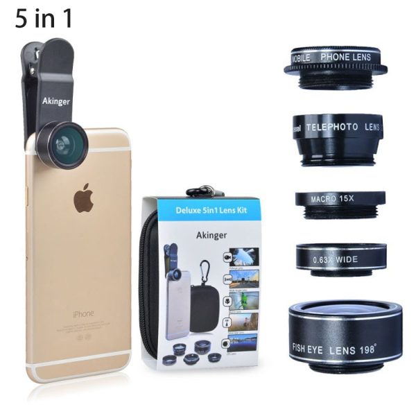 Akinger 4in1 5in1 7in1 10in1 13in1 Phone camera Lens Kit Fisheye Wide Angle macro telescope for iphone xiaomi android phone - Image 5