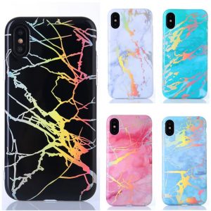 Laser Marble Texture Phone Case For iPhone XR XS Max X 6 6S 7 8 Plus Soft IMD Protective Phone Back Cover Coque
