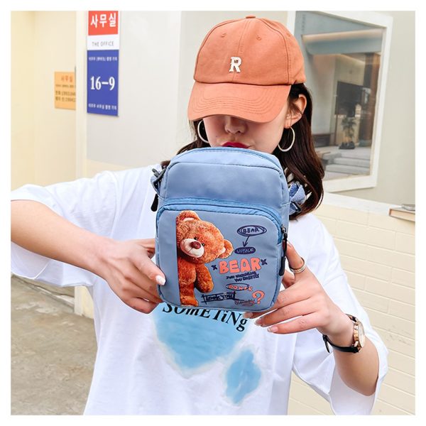Canvas Bag Women's New Vitality Girl Student Mobile Phone Bag Japanese Cartoon Bear Shoulder Messenger Bag - Image 2