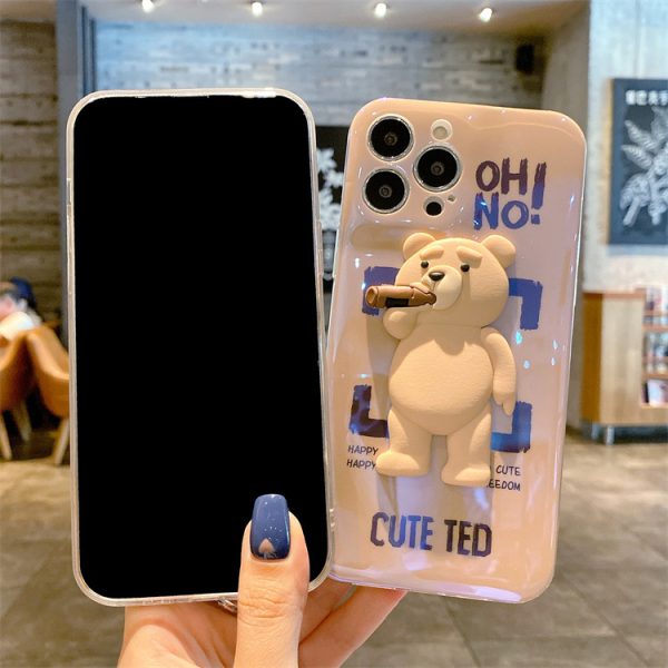 Three-Dimensional Blu-Ray Trend Brand Bear Suitable For iPhone13promax Mobile Phone Cover Apple 12/11 Silicone - Image 6